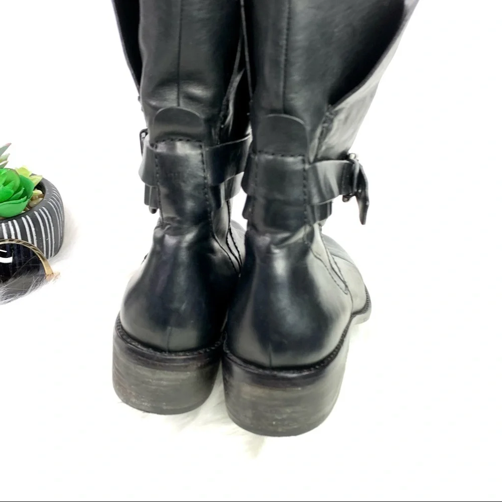COACH Downtown Chic Luxury Minimalist Black Leather Jesika Moto Boot, 9B